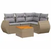 Image de Vidaxl Salon De Jardin Avec Coussins 5 Pcs Beige RÃ©sine TressÃ©e