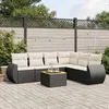 Image de Vidaxl Salon De Jardin 7 Pcs Avec Coussins Noir RÃ©sine TressÃ©e