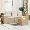 Image de Vidaxl Salon De Jardin Avec Coussins 4 Pcs Beige RÃ©sine TressÃ©e