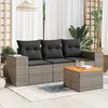 Image de Vidaxl Salon De Jardin 4 Pcs Avec Coussins Gris RÃ©sine TressÃ©e