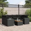 Image de Vidaxl Salon De Jardin 7 Pcs Avec Coussins Noir RÃ©sine TressÃ©e