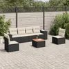 Image de Vidaxl Salon De Jardin 7 Pcs Avec Coussins Noir RÃ©sine TressÃ©e