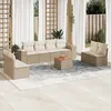 Image de Vidaxl Salon De Jardin Avec Coussins 9 Pcs Beige RÃ©sine TressÃ©e
