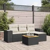 Image de Vidaxl Salon De Jardin 5 Pcs Avec Coussins Noir RÃ©sine TressÃ©e