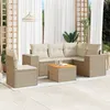 Image de Vidaxl Salon De Jardin Avec Coussins 6 Pcs Beige RÃ©sine TressÃ©e
