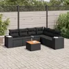 Image de Vidaxl Salon De Jardin 7 Pcs Avec Coussins Noir RÃ©sine TressÃ©e