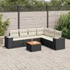Image de Vidaxl Salon De Jardin 7 Pcs Avec Coussins Noir RÃ©sine TressÃ©e