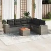 Image de Vidaxl Salon De Jardin Avec Coussins 7 Pcs Gris RÃ©sine TressÃ©e