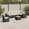 Image de Vidaxl Salon De Jardin 7 Pcs Avec Coussins Noir RÃ©sine TressÃ©e