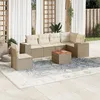 Image de Vidaxl Salon De Jardin Avec Coussins 7 Pcs Beige RÃ©sine TressÃ©e
