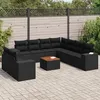 Image de Vidaxl Salon De Jardin 10 Pcs Avec Coussins Noir RÃ©sine TressÃ©e