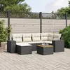 Image de Vidaxl Salon De Jardin 7 Pcs Avec Coussins Noir RÃ©sine TressÃ©e