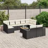 Image de Vidaxl Salon De Jardin 10 Pcs Avec Coussins Noir RÃ©sine TressÃ©e