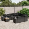 Image de Vidaxl Salon De Jardin 11 Pcs Avec Coussins Noir RÃ©sine TressÃ©e