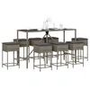 Image de Vidaxl Ensemble De Bar De Jardin 9 Pcs Avec Coussins Gris Poly Rotin
