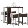 Image de Vidaxl Ensemble De Bar De Jardin Avec Coussins 5 Pcs Marron Poly Rotin