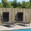 Image de Vidaxl Chaises Longues Lot De 2 Avec Auvents Et Table Gris Poly Rotin