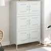 Image de vidaXL Buffet haut blanc 68x39x113 cm acier