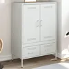 Image de vidaXL Buffet haut blanc 68x39x101,5 cm acier