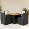 Image de Vidaxl Ensemble Ã Manger De Jardin Coussins 5pcs Noir RÃ©sine TressÃ©e