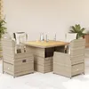 Image de Vidaxl Ensemble Ã Manger De Jardin Avec Coussins 5pcs Beige Poly Rotin