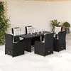 Image de Vidaxl Ensemble Ã Manger De Jardin Coussins 7pcs Noir RÃ©sine TressÃ©e