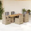 Image de Vidaxl Ensemble Ã Manger De Jardin Et Coussins 7 Pcs Beige Poly Rotin