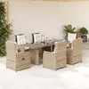 Image de Vidaxl Ensemble Ã Manger De Jardin Et Coussins 7 Pcs Beige Poly Rotin