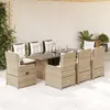 Image de Vidaxl Ensemble Ã Manger De Jardin Et Coussins 9 Pcs Beige Poly Rotin