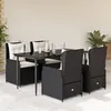 Image de Vidaxl Ensemble Ã Manger De Jardin Coussins 5pcs Noir RÃ©sine TressÃ©e
