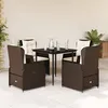 Image de Vidaxl Ensemble Ã Manger De Jardin 5 Pcs Et Coussins Marron Poly Rotin