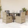 Image de Vidaxl Ensemble Ã Manger De Jardin Avec Coussins 5pcs Beige Poly Rotin