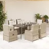 Image de vidaXL Ensemble Ã  manger de jardin et coussins 7 pcs beige poly rotin