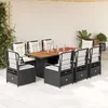 Image de Vidaxl Ensemble Ã Manger De Jardin 9pcs Coussins Noir RÃ©sine TressÃ©e