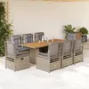 Image de Vidaxl Ensemble Ã Manger De Jardin Et Coussins 9 Pcs Beige Poly Rotin