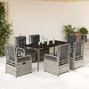 Image de vidaXL Ensemble Ã  manger de jardin et coussins 7 pcs gris rotin