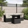 Image de Vidaxl Salon De Jardin 5 Pcs Avec Coussins Noir RÃ©sine TressÃ©e