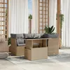 Image de Vidaxl Salon De Jardin Avec Coussins 5 Pcs Beige RÃ©sine TressÃ©e