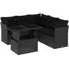 Image de Vidaxl Salon De Jardin 6 Pcs Avec Coussins Noir RÃ©sine TressÃ©e