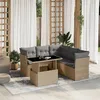 Image de Vidaxl Salon De Jardin Avec Coussins 6 Pcs Beige RÃ©sine TressÃ©e