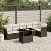 Image de Vidaxl Salon De Jardin Avec Coussins 7 Pcs Marron RÃ©sine TressÃ©e