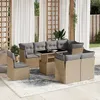 Image de Vidaxl Salon De Jardin Avec Coussins 9 Pcs Beige RÃ©sine TressÃ©e
