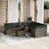 Image de Vidaxl Salon De Jardin Avec Coussins 10 Pcs Gris RÃ©sine TressÃ©e