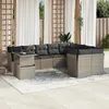 Image de Vidaxl Salon De Jardin Avec Coussins 10 Pcs Gris Clair RÃ©sine TressÃ©e