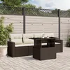 Image de Vidaxl Salon De Jardin Avec Coussins 5 Pcs Marron RÃ©sine TressÃ©e