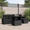 Image de Vidaxl Salon De Jardin 6 Pcs Avec Coussins Noir RÃ©sine TressÃ©e