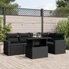 Image de Vidaxl Salon De Jardin 6 Pcs Avec Coussins Noir RÃ©sine TressÃ©e