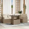 Image de Vidaxl Salon De Jardin Avec Coussins 6 Pcs Beige RÃ©sine TressÃ©e