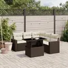 Image de Vidaxl Salon De Jardin Avec Coussins 6 Pcs Marron RÃ©sine TressÃ©e