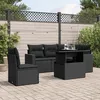 Image de Vidaxl Salon De Jardin 6 Pcs Avec Coussins Noir RÃ©sine TressÃ©e